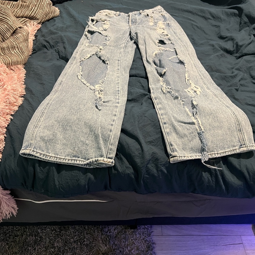 PacSun Light Blue Distressed Flare Jeans